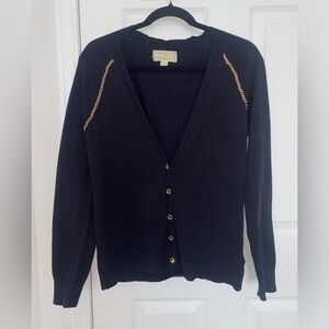 Michael Kors Navy Gold Chain V-neck Shirt (Medium)